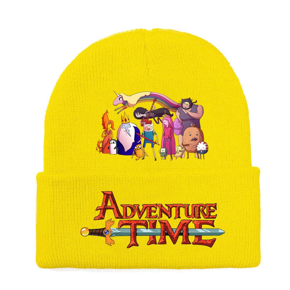 Adventure Time Cartoon Print Acrylic Knit Hat Winter Warm Unisex Beanie For Adults Teens