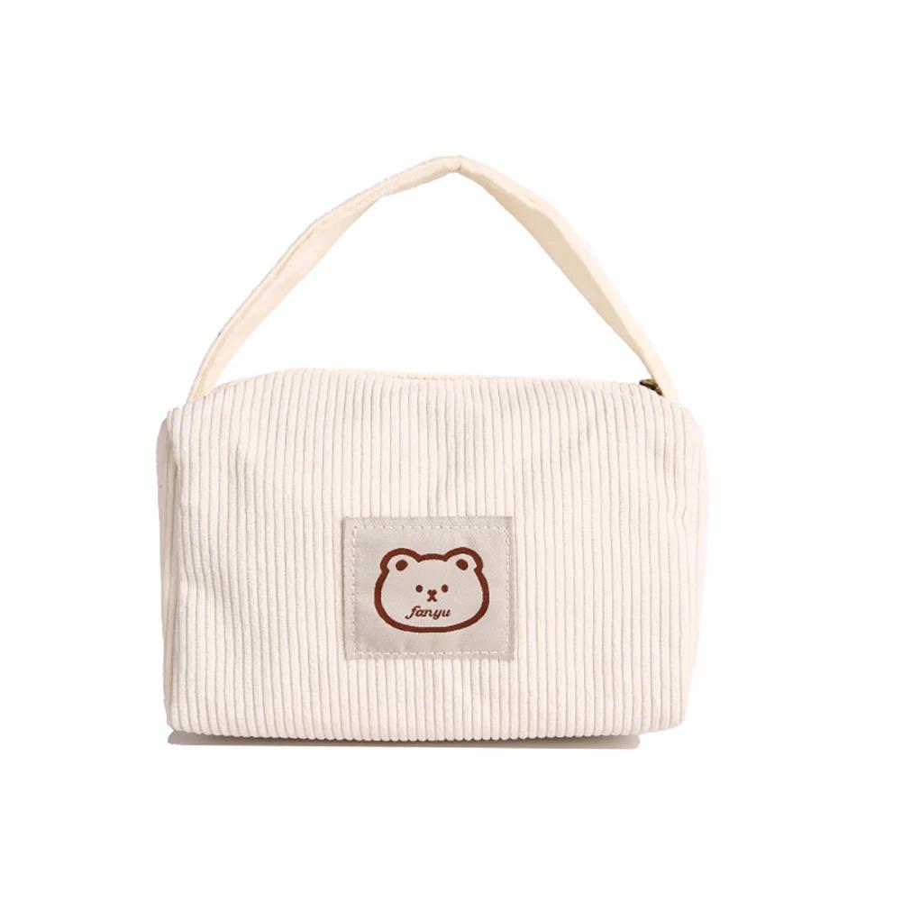 Women Fashion Large Capacity Soft Handbag With Handle Universal Classic Comfortable Cute Bear Cosmetic Bag Women Handbag