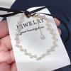 Handmade S925 Sterling Silver Woven Star Freshwater Pearl Bracelet with Adjustable Sparkly O Chain