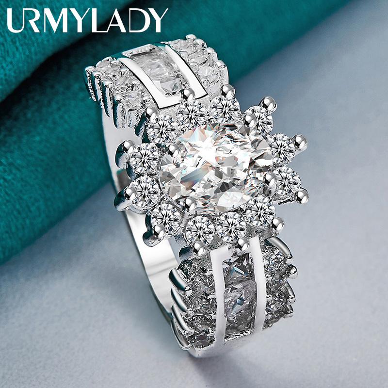 925 Sterling Silver Tři řady Nebe plné hvězd Zirkon 7 8 9 10 Prsten pro ženy Módní šperky