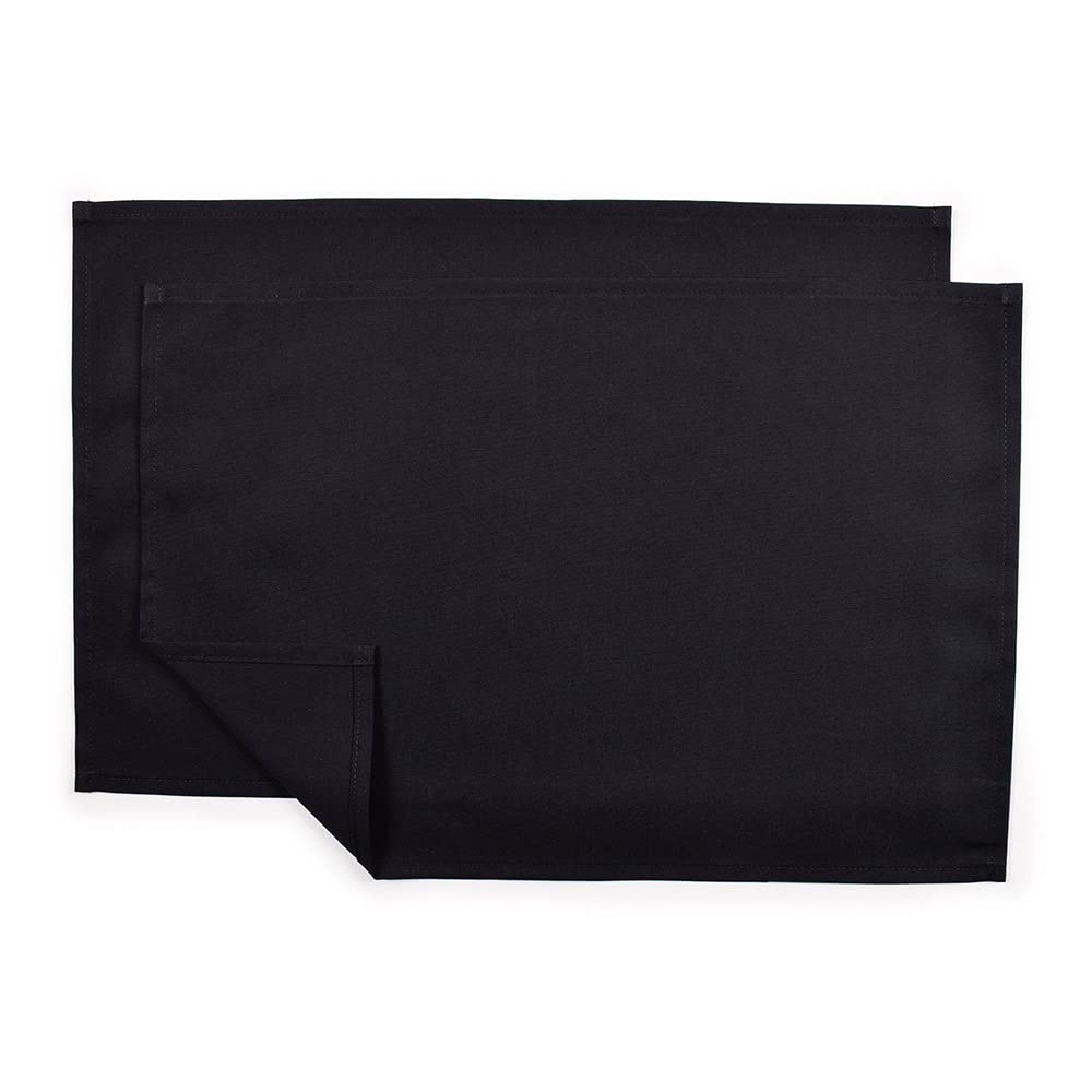 STYLE Decor 2-Piece Set: Four 100% Cotton Placemats and Four 100% Cotton Coasters. Perfect for Dining Tables, Parties, and Table Coordination. Black.