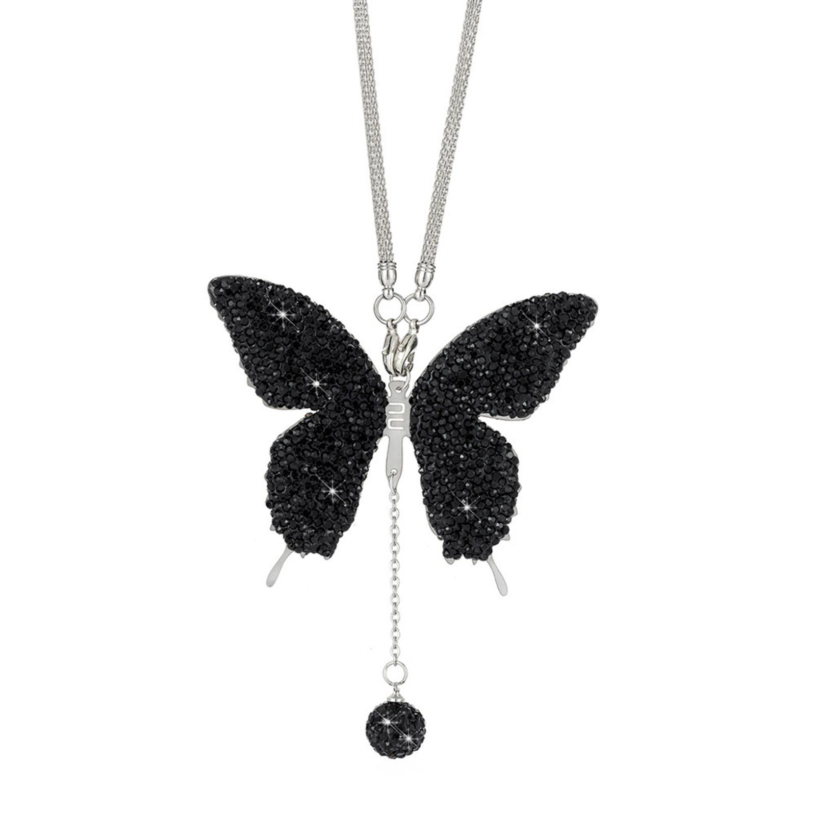 

Bling Butterfly Diamond Автомобильные аксессуары для женщин Кристалл Автомобильное зеркало заднего вида Подвески Украшение автомобиля Подарок на день Святого Валентина чёрный