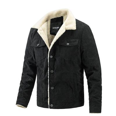 Men's Jacket Winter Men's Corduroy Plush Jacket Fashion Casual Coat Fashion Men's Wear