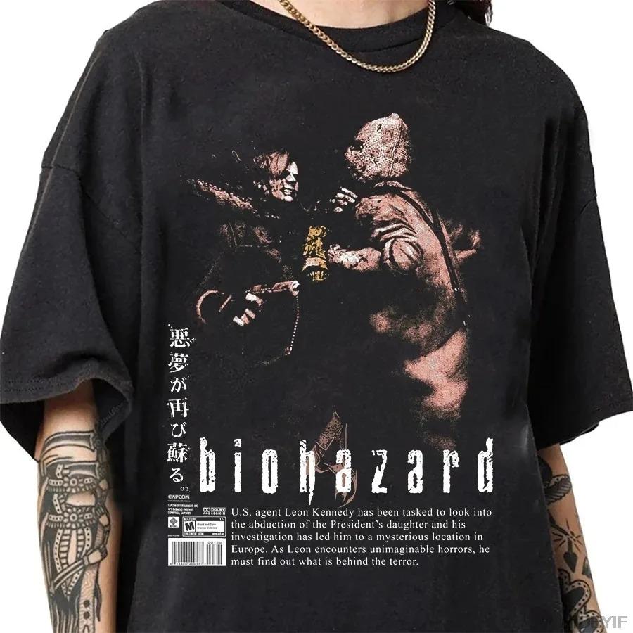 Retro Piratstil Resident Evil T-shirts Herr Dam Överdimensionerade 90-tal Leon Kennedy T-shirts Unisex Retro Resident Evil Tema T-shirts