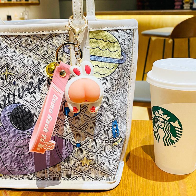 Adorable Bunny Silicone Keychain Charming Bag Decoration For Couples And Kids
