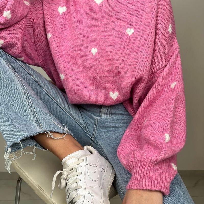 Pullover Fall and Winter New Arrival Export Valentine's Day Special Sale Sweet Leisure Sweaters Heart Round Neck Sweater Top