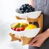 Fruit Bowl for Kitchen Counter Dining Table Serving Bowls with Bamboo Stand Tiered Storage Basket for Fruit Vegetable Snacks