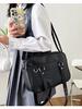 Japanese Academy Style PU Women's Crossbody Handbag - Solid Color Shoulder Bag for Students