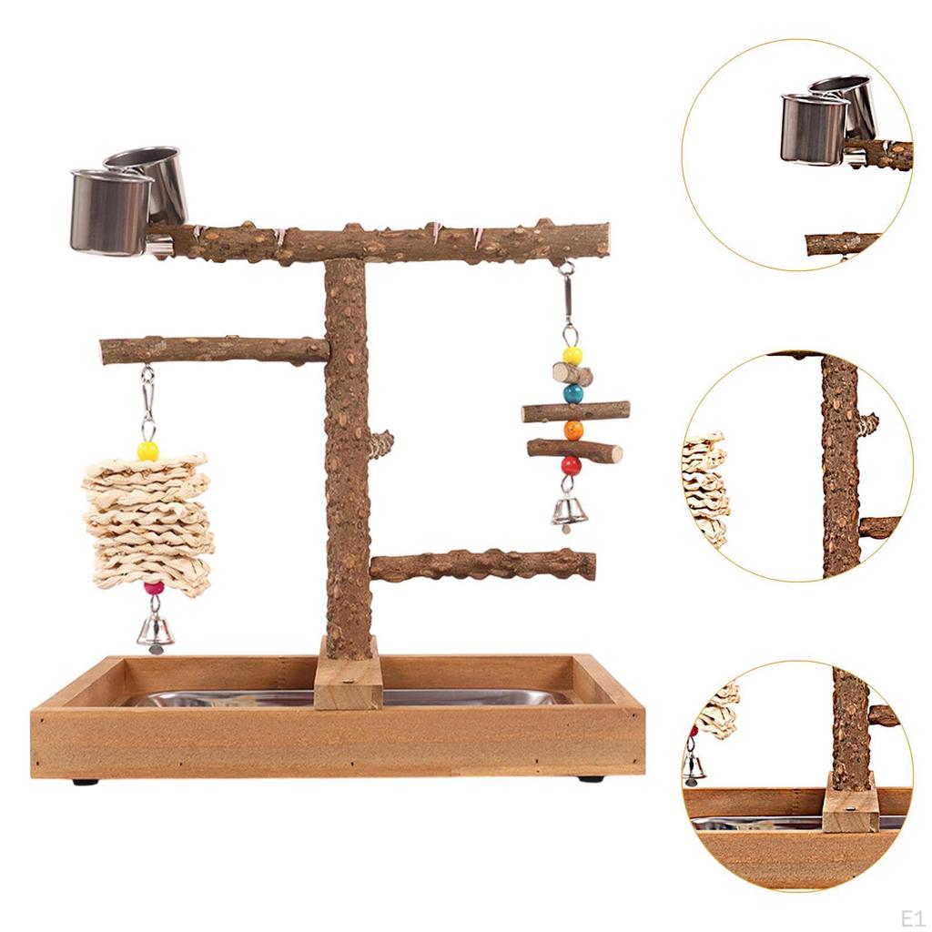 Drewniane żerdzie dla ptaków Drewniane zabawki dla ptaków Plac zabaw Łatwe do czyszczenia z wyjmowaną tacą dla papużek falistych