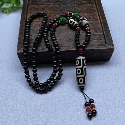 Long Style Nine Eyed Tianzhu Agate Pendant for Men and Women