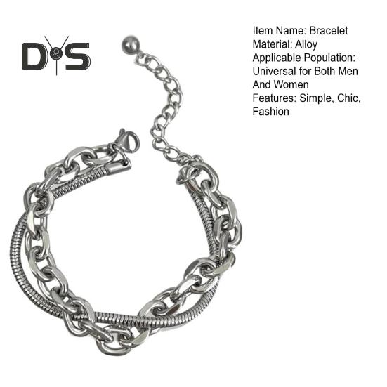 Bracelet chaîne bohème pour hommes et femmes, bracelet vintage à double couche à maillons cubains, bijoux hip-hop punk pour garçons, cadeaux d'anniversaire