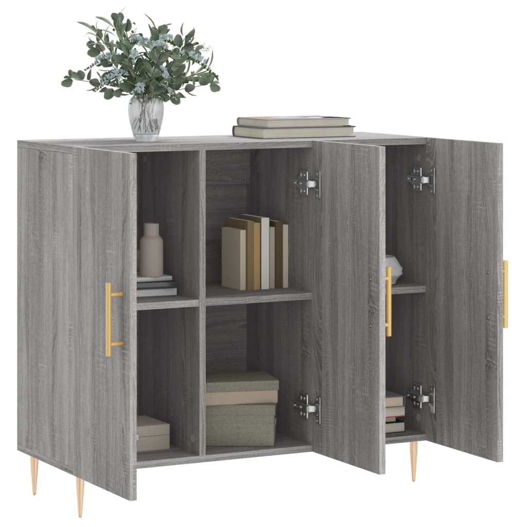 Sideboard Gray Sonoma 90x34x80 Cm Particleboard
