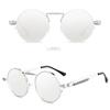 New Vintage Round Steampunk Sunglasses for Men Women Retro Metal Spring Leg Sun Glasses