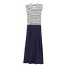 Western Style 2024 Autumn New Women Clothes Midi Sleeveless Round Neck Stripe Long Dress 2157224