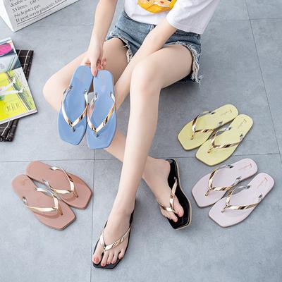 Senhoras Novos Chinelos Flip-Flops Outer Wear Moda Tendência Quatro Estações Passeios Antiderrapantes Moda Flip-on Sandálias de Praia e Chinelos