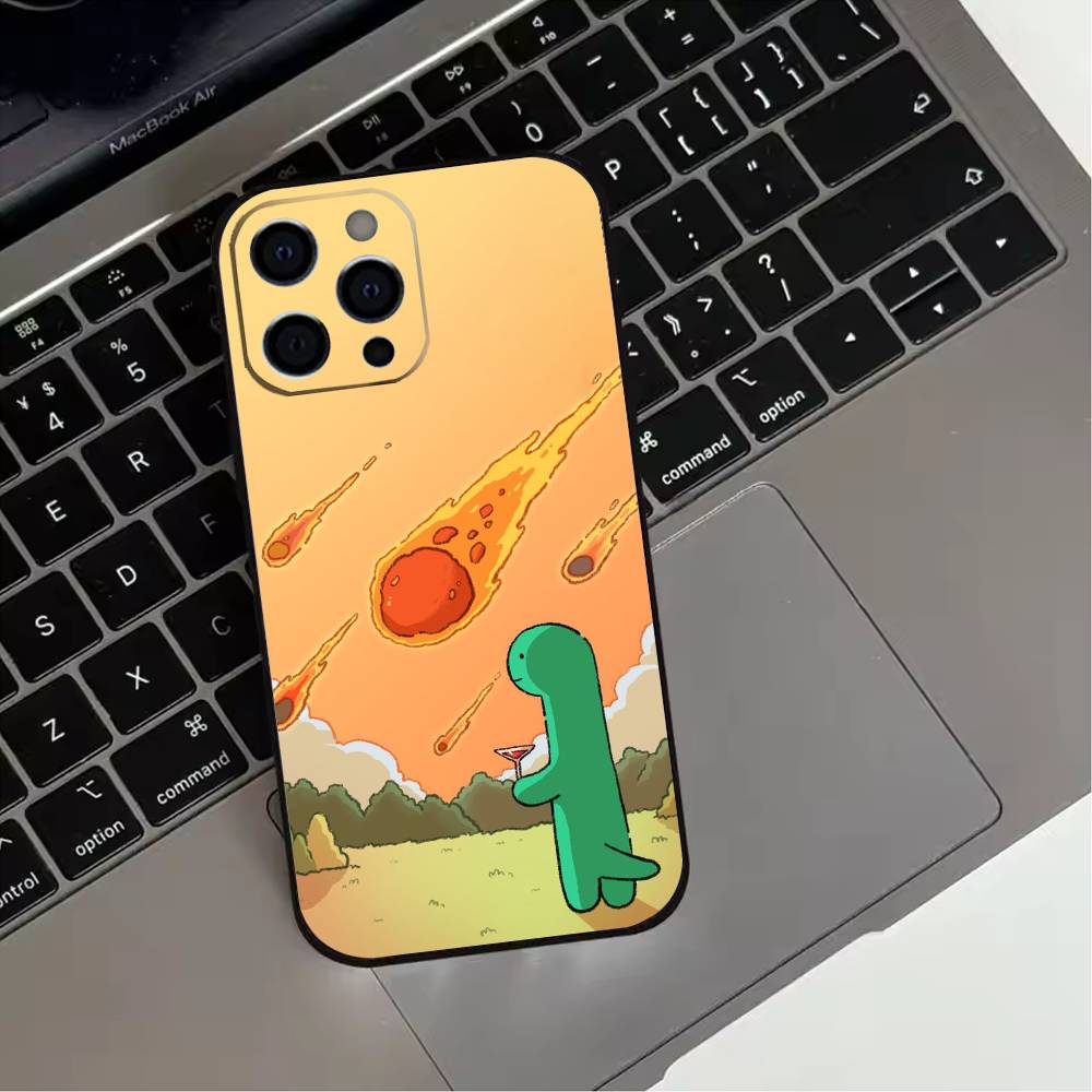 JOGUMAN Studio Dinosaur Cut Phone Case For iPhone 17,16,15,14,13,12,11 Plus,Pro Max,XS,Soft Silicone Black Cover