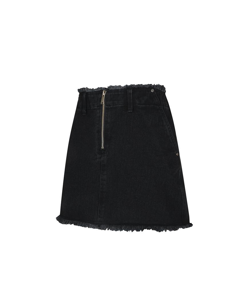 More Than Black Cut Off Denim Skirt
