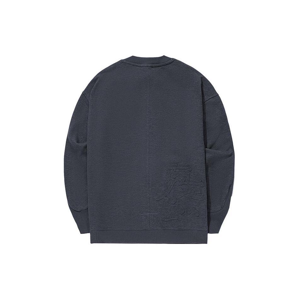 Li Ning X Jackie Chan Collaboration Solid Color Crew Neck Loose Sweatshirt Unisex Sweatshirt Charcoal-Black AWDT667-2