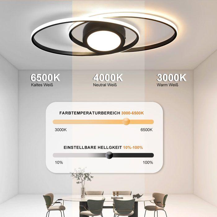 Plafonnier LED - NETTLIFE - Panneau 48W Plat - Dimmable télécommande - Blanc chaud 3000K - Métal noir 57cm