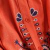 Vintage Embroidered Bandage Dress for Women Bohemian Lantern Sleeve Long Dress with Buttons Spring Autumn Vestidos Mujer