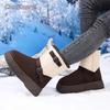 Fashion Casual Belt Buckle Decoration Snow Boots Women 2025 Winter Fashion Mix Color Suede Ankle Boots Warm Short Plush Non Slip Booties