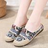 Womens Slip-On Flat Shoes With Rubber Sole Breathable Linen Upper Comfortable Non-Slip Casual Mom