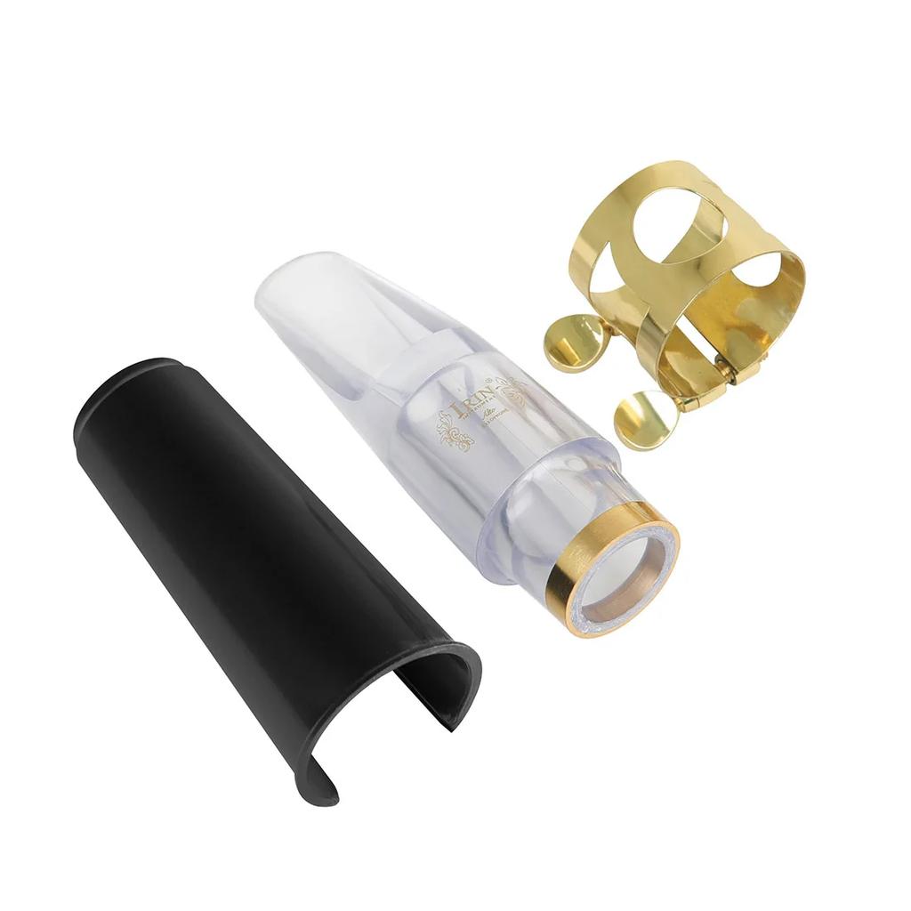 IRIN Alto Saxophone Flute Head Transparent Flute Head +Hat+Clip Crystal Flute Head Blowing Mouth Set Wind Accessories