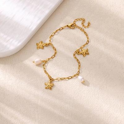 Starfish Imitation Pearl Anklet Ocean Summer Adjustable Ankle Bracelet For Women Waterproof Beach Accessories Foot Chain Jewelry