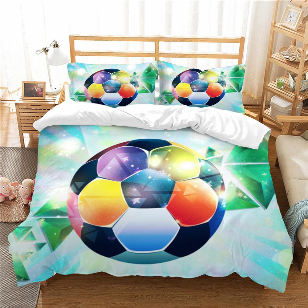 Football Pattern Bed Set Luxury Duvet Cover Set Fashion Home Textiles Lovely Quilt Cover Boy Girl Single Size Bedding Suit
