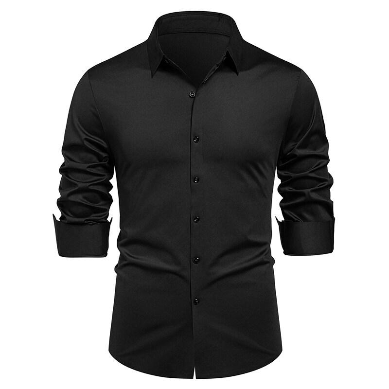 Business Casual Long Sleeve Shirt Men's Fashion Bottom Shirt Stretch Men's Shirt