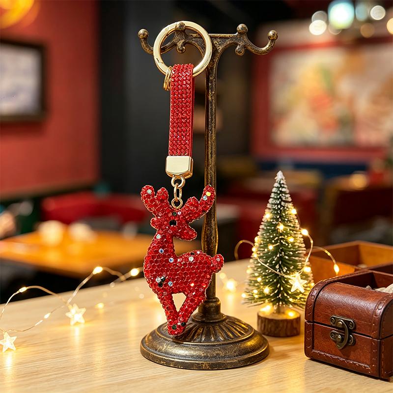 1PC Keychain Ideal Gift Full Rhinestone Design Cute Bag Charm Versatile Pendant Festive Vibe Various Styles