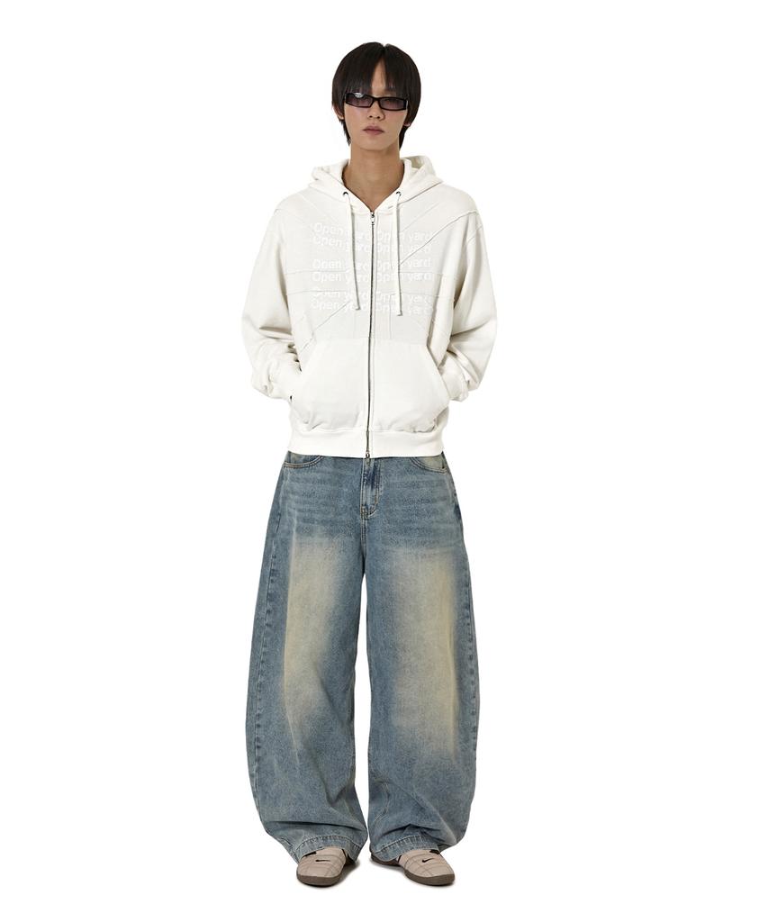 Openyard(Oy) Union Cut Patch Hoodie Zip Up - White