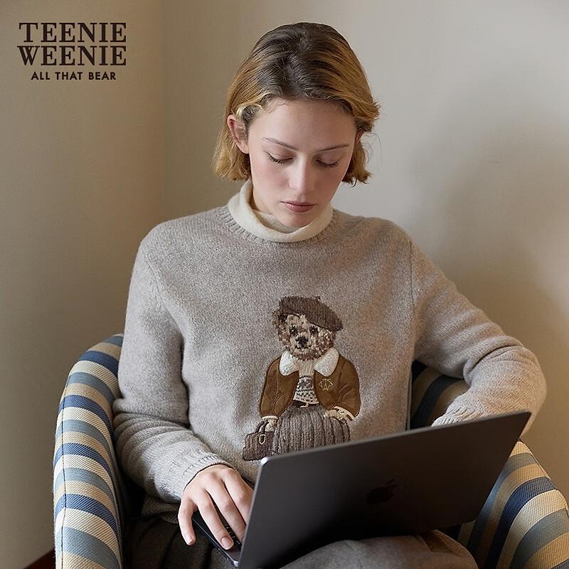 

Женский жаккардовый трикотажный свитер Teenie Weenie с большим медведем S