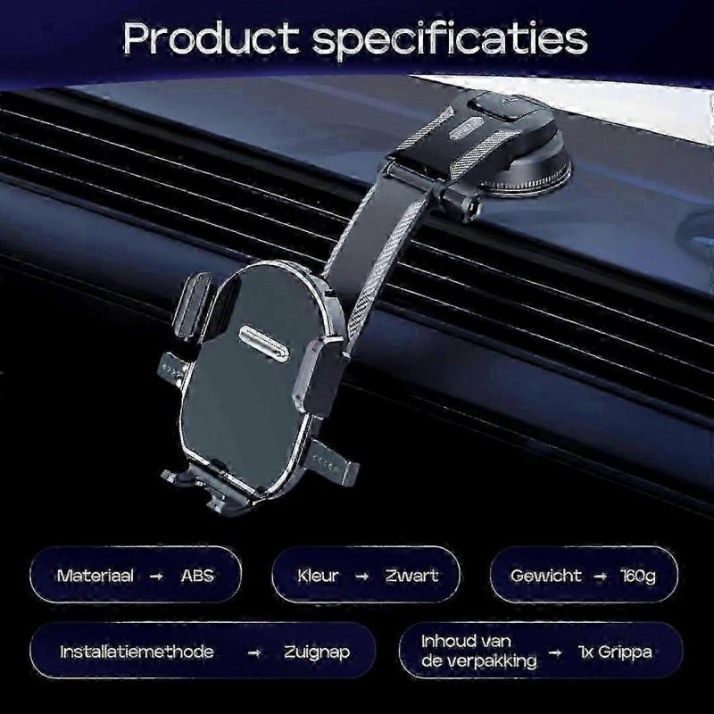 Grippa Car Phone Holder: Military Certified, 25kg Holding Force, 360 Rotatable, Quick Release, for 47.2 Inch (iPhone/Samsung)