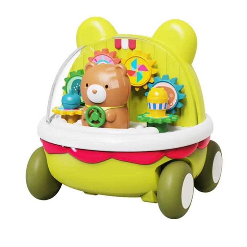 

Inertia Push and Release Car Toy with Clear Gears Funny Cartoon Bear Gear Car Toy Early Educational Toy for Toddlers зелений