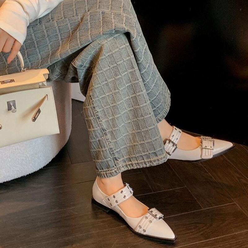 Women Flat With Shoes 2025 Designer Luxury Buckle Fashion Ladies Flats Shoes Slingback Pointed Toe Casual Female Sandals Mules
