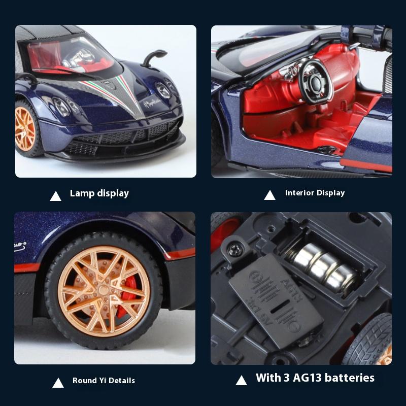 1/32 Scale Pagani Huayra BC Model Diecast Metal Racing Car Vehicle Model Simulation Sound and Light Children Toy Gift