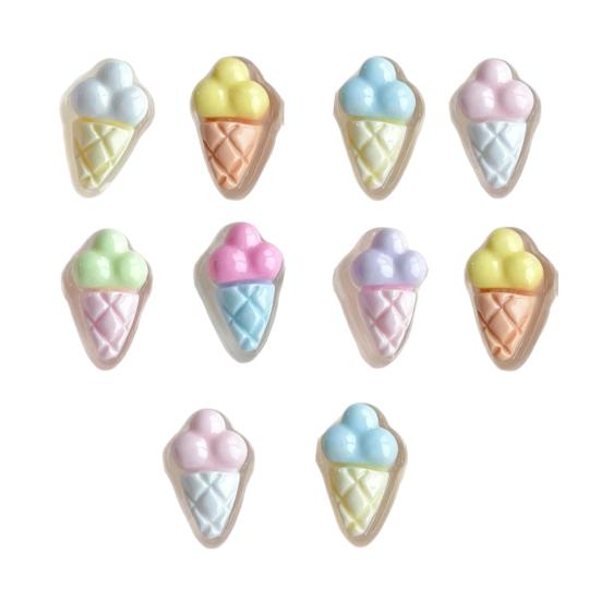 10Pcs Mini Colorful Ice Cream Charm Simulated Ice Cone Figurine DIY Handmade Jewelry Hair Clip Backpack Bag Decoration Accessories