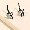Korean Cat Earrings Multicolor Pearl Ear Studs Fashion Zircon Jewelry  Hipster