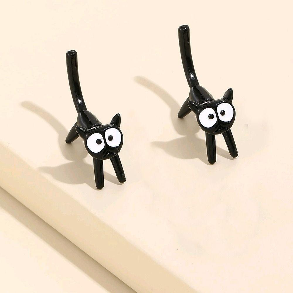 Korean Cat Earrings Multicolor Pearl Ear Studs Fashion Zircon Jewelry  Hipster