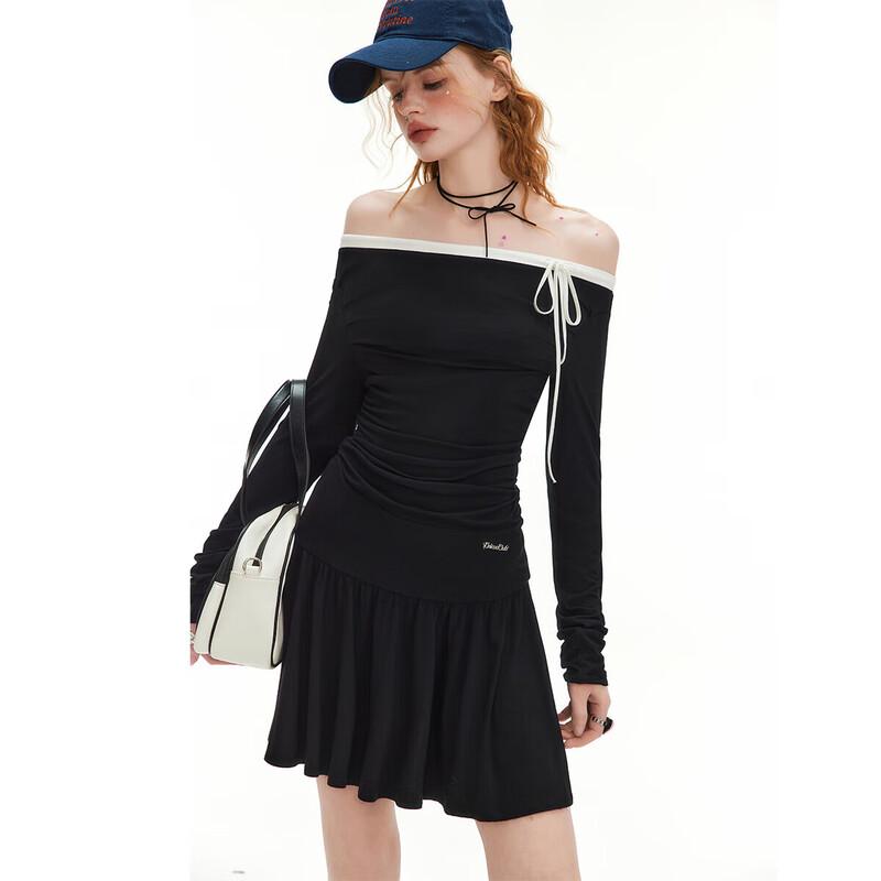 

unifree Женское мини-платье бодикон с открытыми плечами и длинными рукавами S