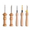 Wooden Handle Russian Punch Needle Tool with Gold-Plated Head for Chunky Yarn Embroidery