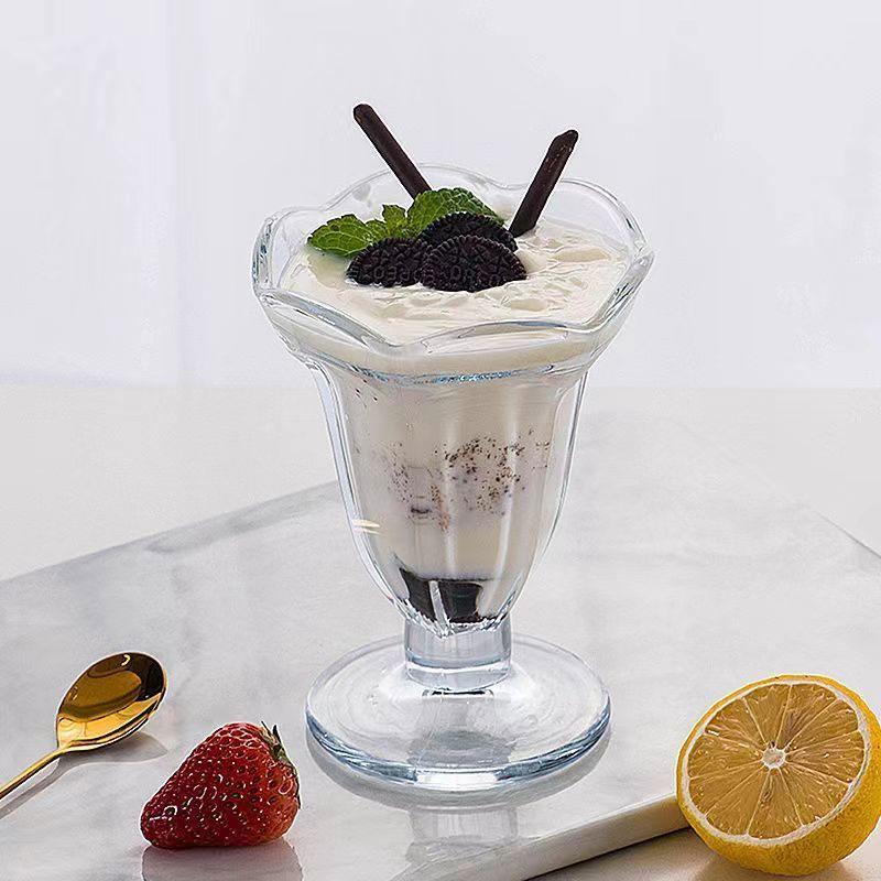 205ml/190ml Glass Water Cup Breakfast Juice Cold Drink Cup High Appearance Level Ice Cream Milk Tea Cup Ice Cream Cone Cup Glass