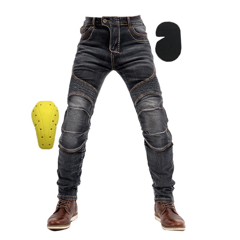 

Кевларовые мотоциклетные джинсы слим-фит стрейч с невидимой молнией - Износостойкие, Защита от падений, Классический стиль, Штаны для езды XL чёрный