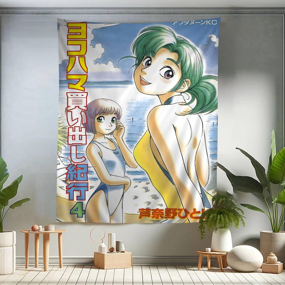 Hot YYokohama Kaidashi Kikou Printed Large Wall Tapestry Hanging Tarot Hippie Wall Rugs Dorm Cheap Hippie Wall Hanging