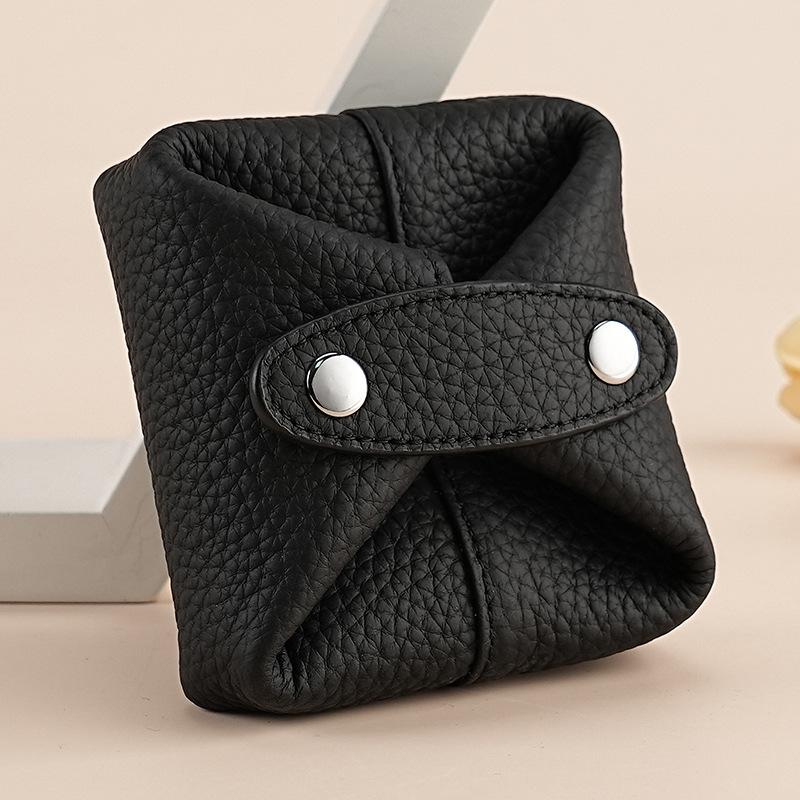 

Fashion Genuine Leather Coin Purse Mini Portable Woman Wallet Earphone Key USB Storage Bag Creative Cowhide Pouch Birthday Gift чёрный