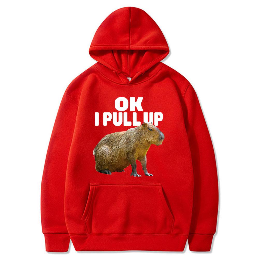 Ok I Pull Up Capybara Felpa con cappuccio con stampa grafica Felpe con cappuccio vintage casual alla moda unisex Pullover gotici Harajuku Streetwear