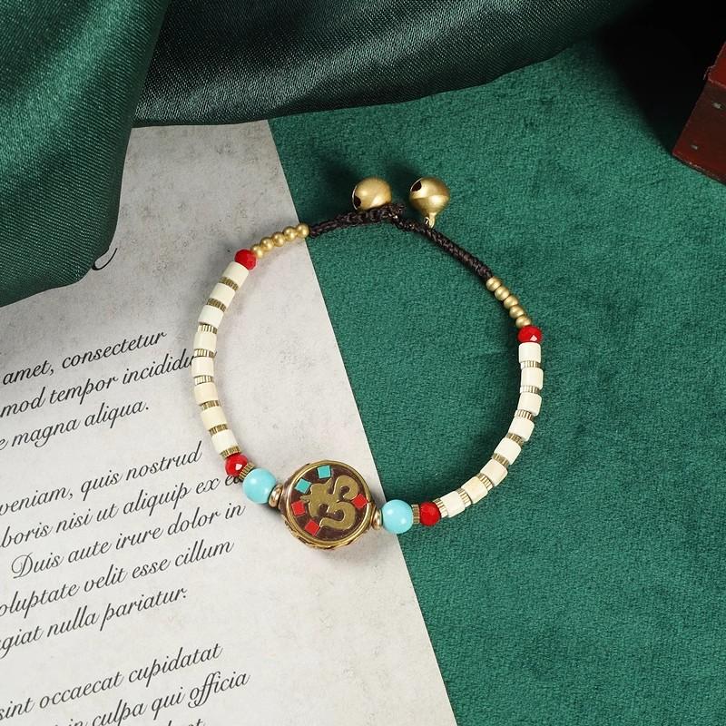 

Hand-woven Nepalese copper bead bracelet niche retro personalized men s and women s Tibetan hand rope simple bracelet