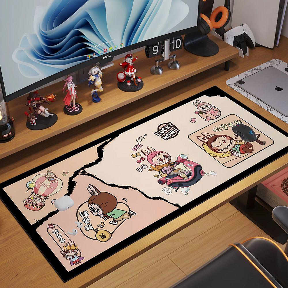 Labubu Trendiges Gaming-Mauspad, Übergroßes E-Sport-Spiel, Bürocomputer, Laptop, Rutschfeste Tastaturunterlage