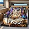Mystical Owl In A Magical Library Blanketcustomizable With Your Namecomfortable And Stylish Perfect For Travel Beds Chairs Offices Sofas